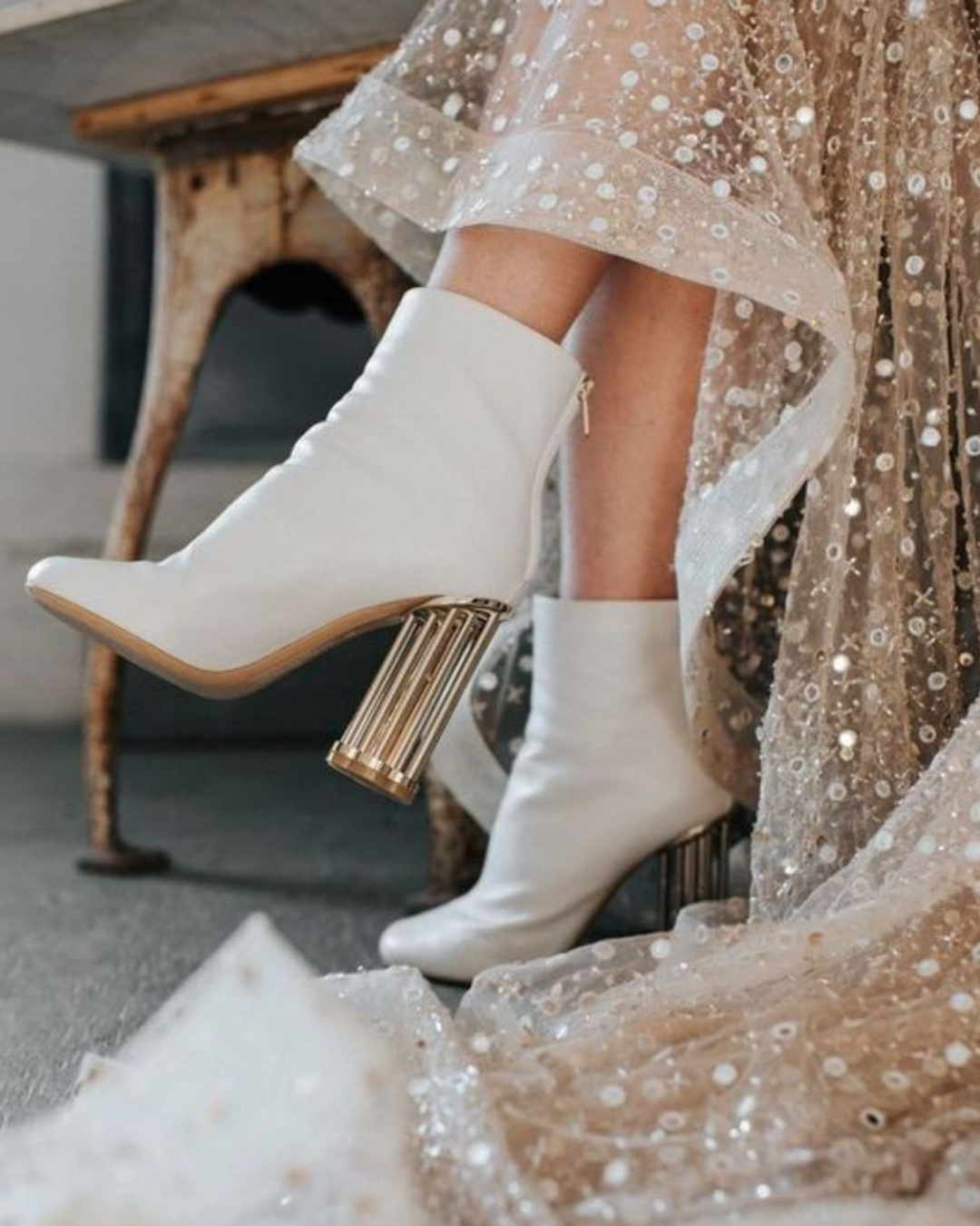 non traditional wedding shoes boots comfortable white gold heels evieyoungbridal