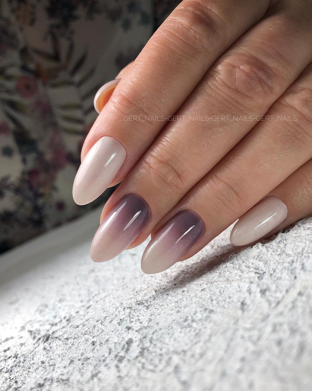 nude wedding nails ombre light dark grey gert_nails