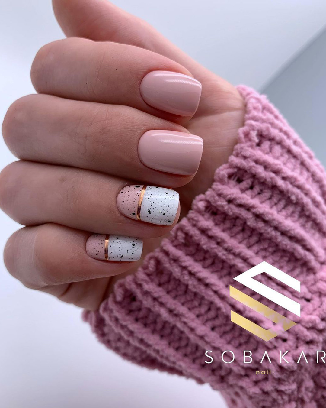 nude wedding nails white pink with matte sobakar_nails