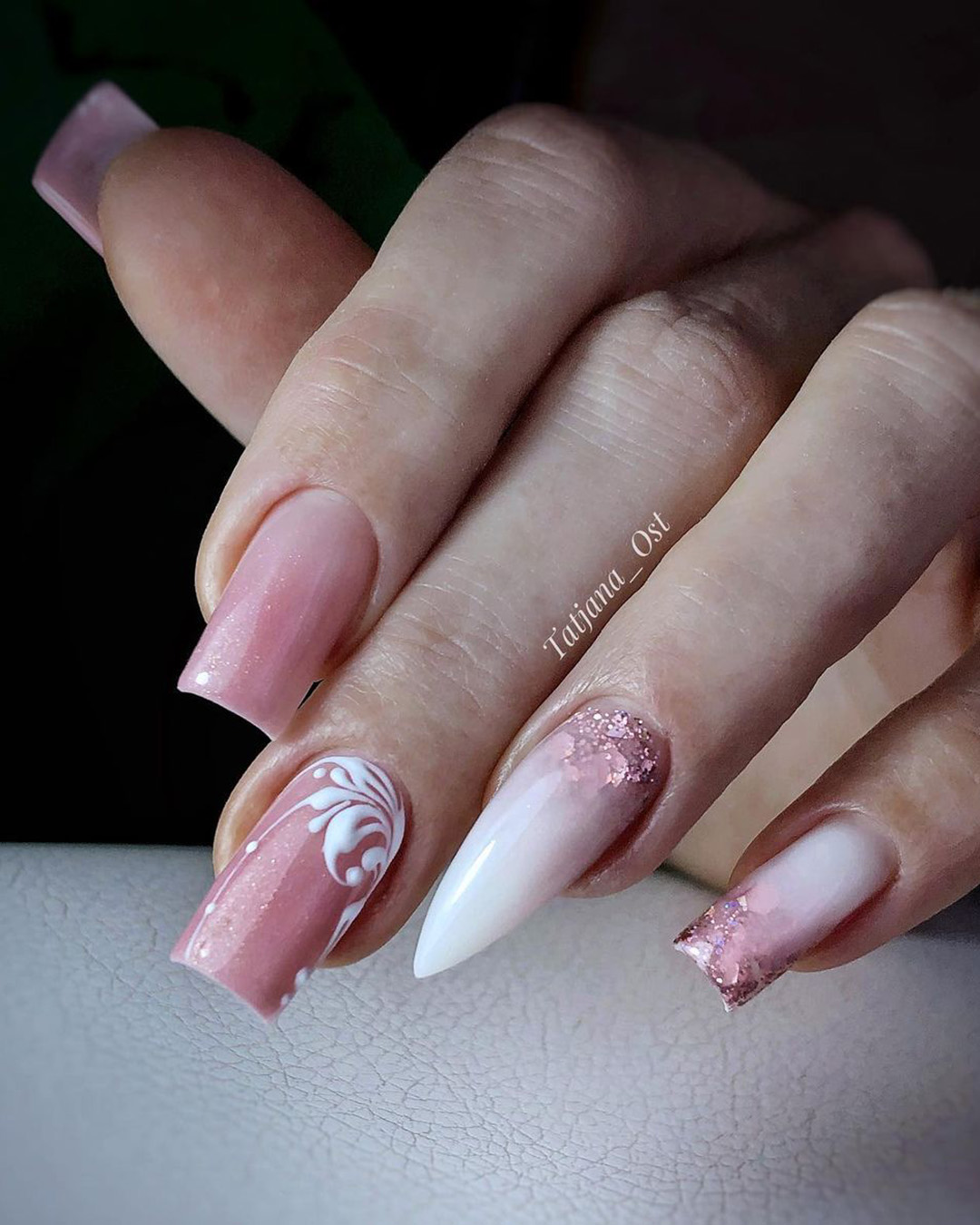 ombre wedding nails long acrilyc with different shapes tatjana_ost