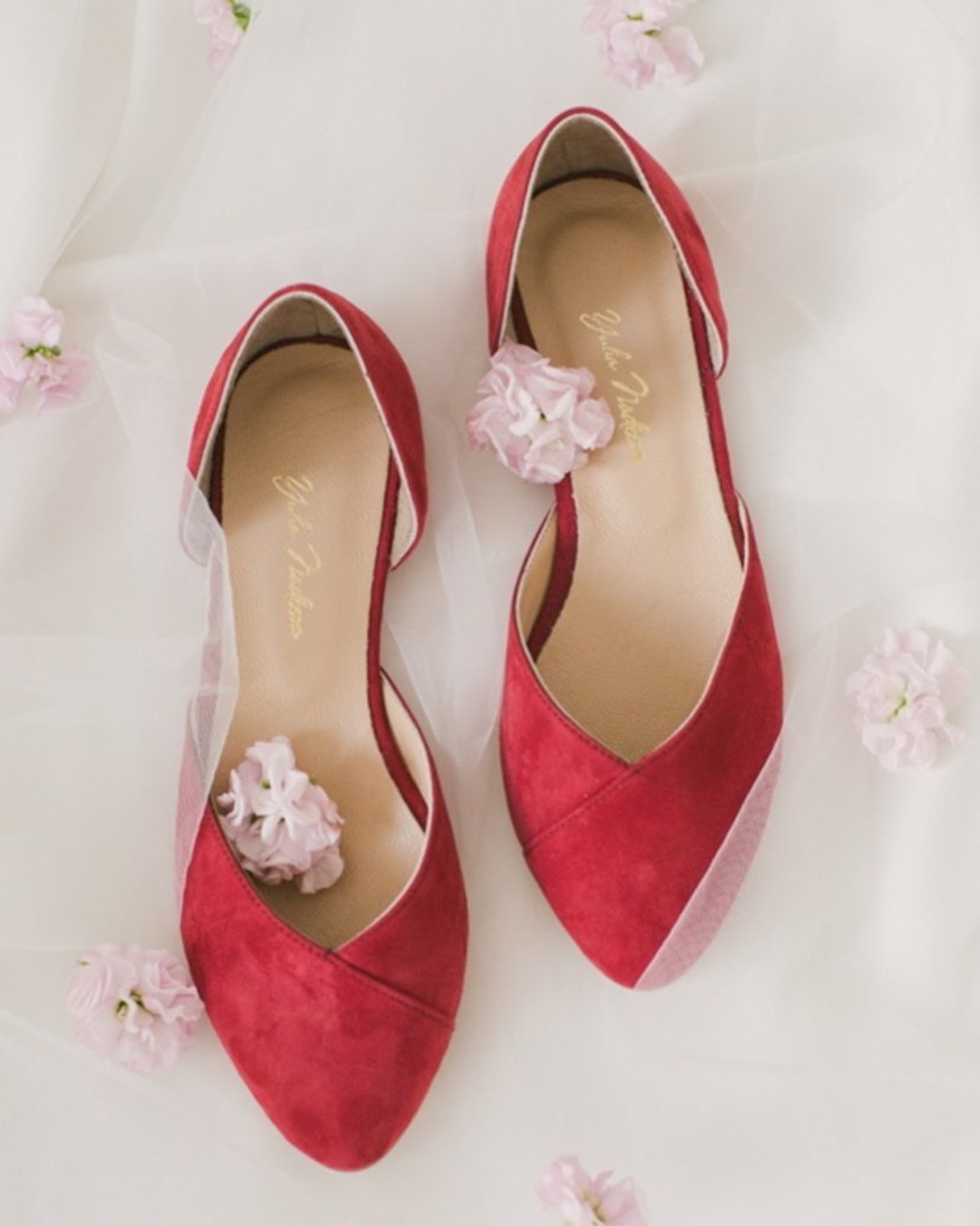 red wedding shoes flats