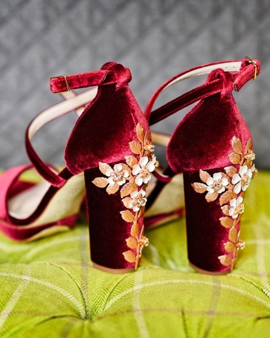 red wedding shoes velvet