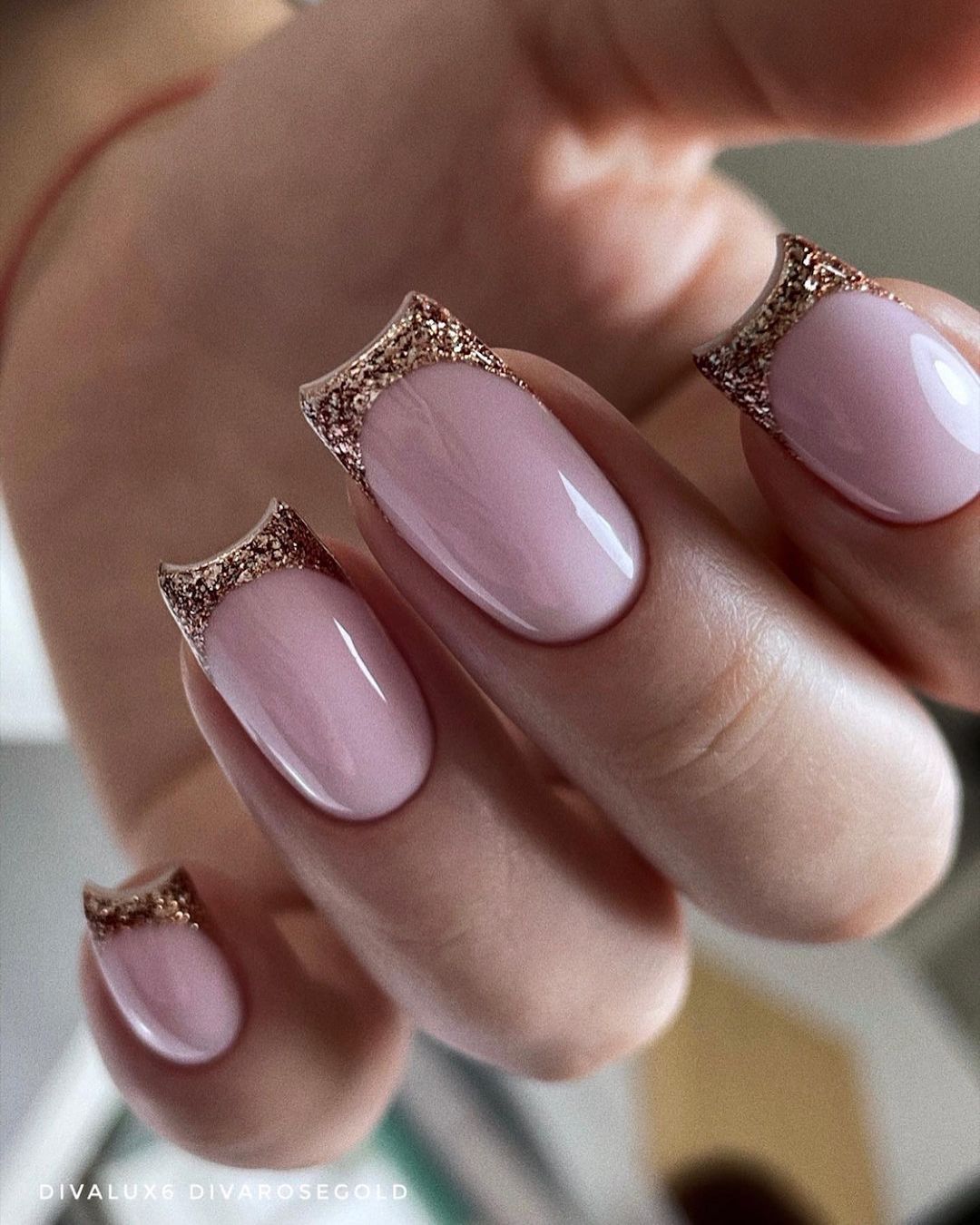 rose gold wedding nails elegant