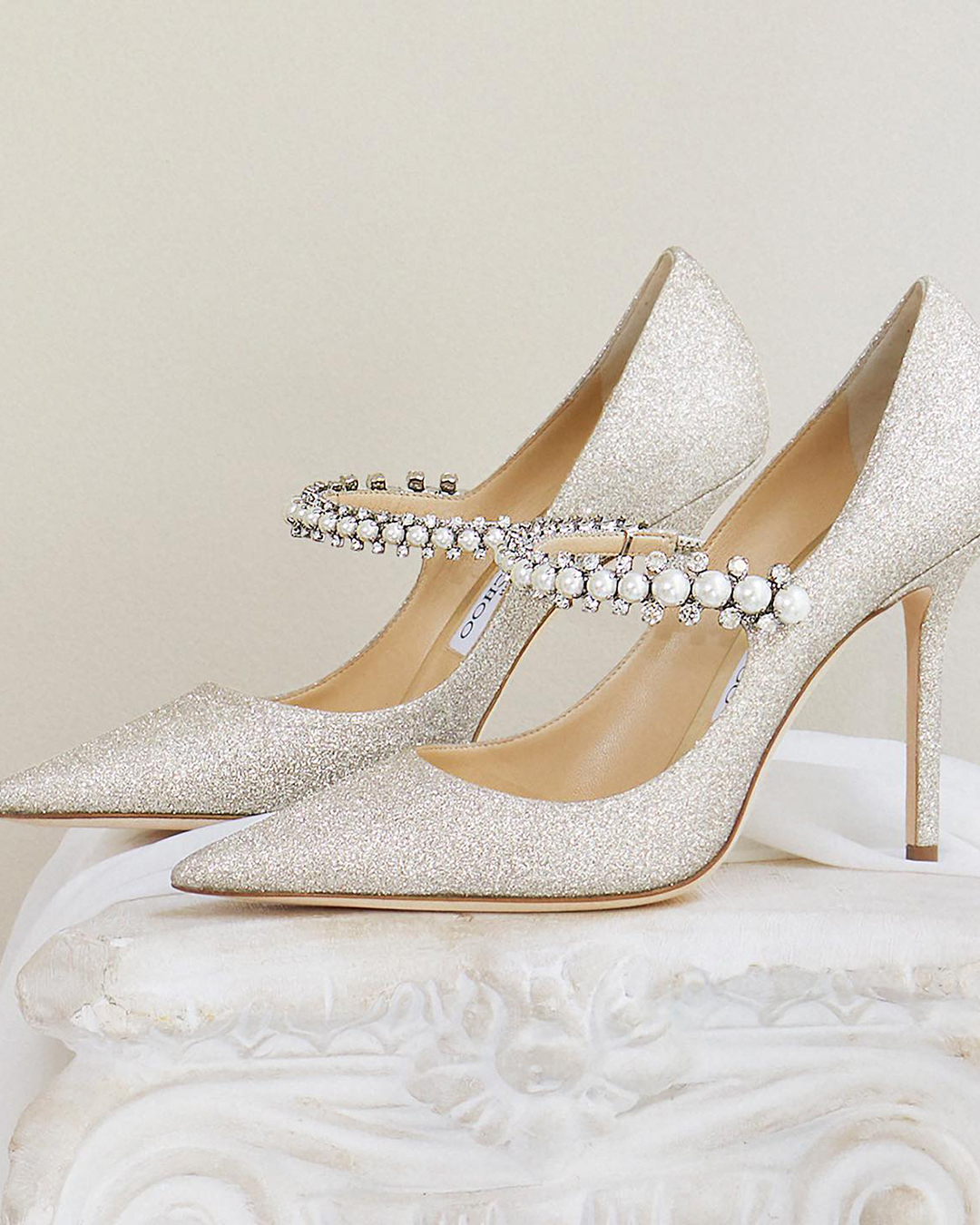 sequins jimmy choo wedding shoes with heels pearls