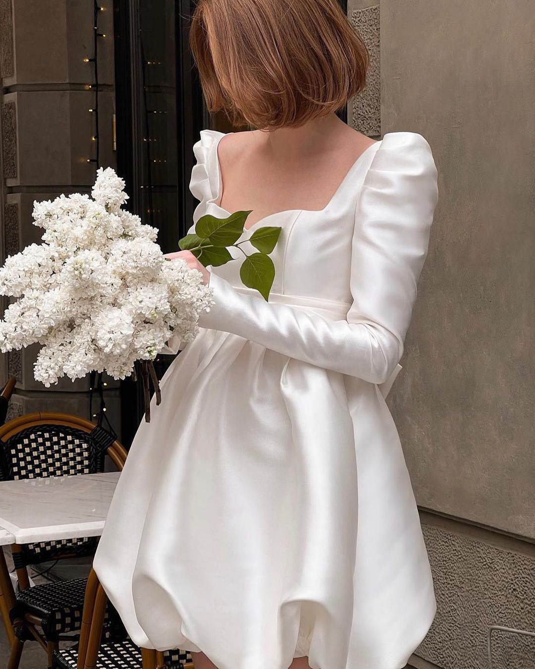 short wedding dresses simple with long sleeves millanova