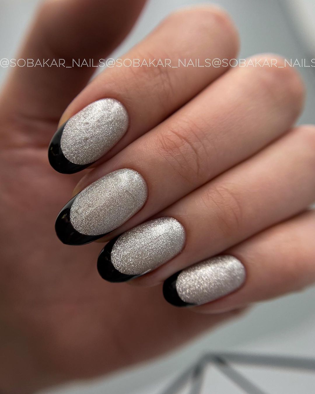 silver wedding nails black