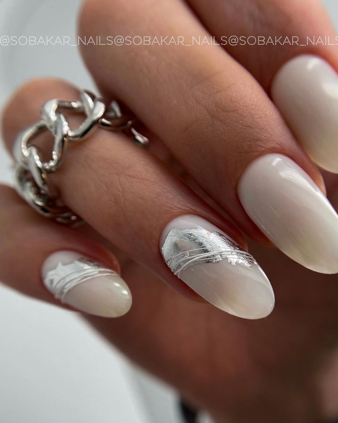 silver wedding nails white
