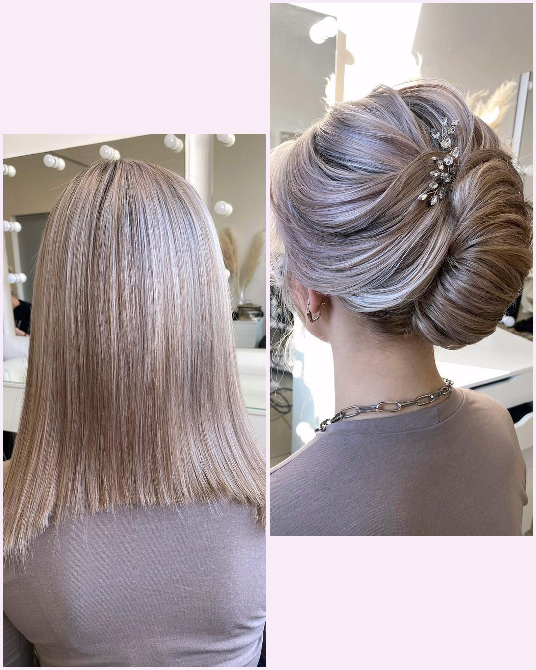 straight wedding hairstyles on medium hair before and after grekova_katrin