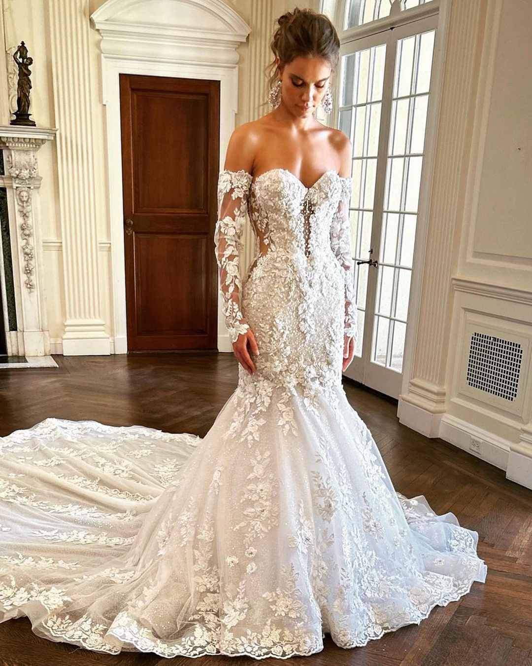 strapless wedding dresses with sleeves sweetheart neckline lace mermaid eveofmilady