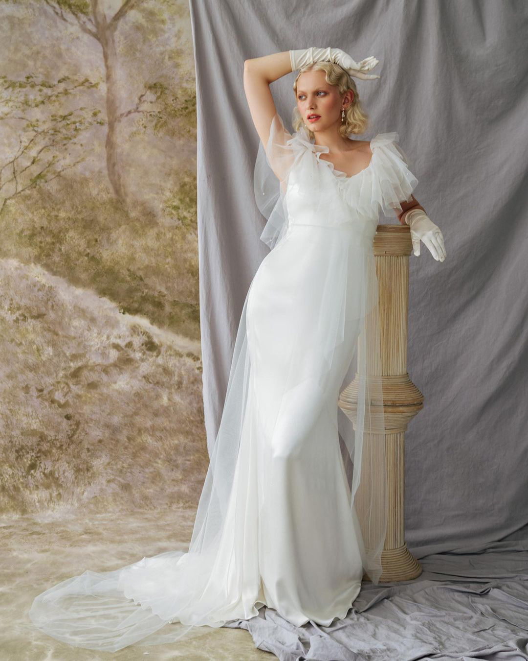 vintage inspired wedding dresses simple with gloves gatsby style alexandragrecco
