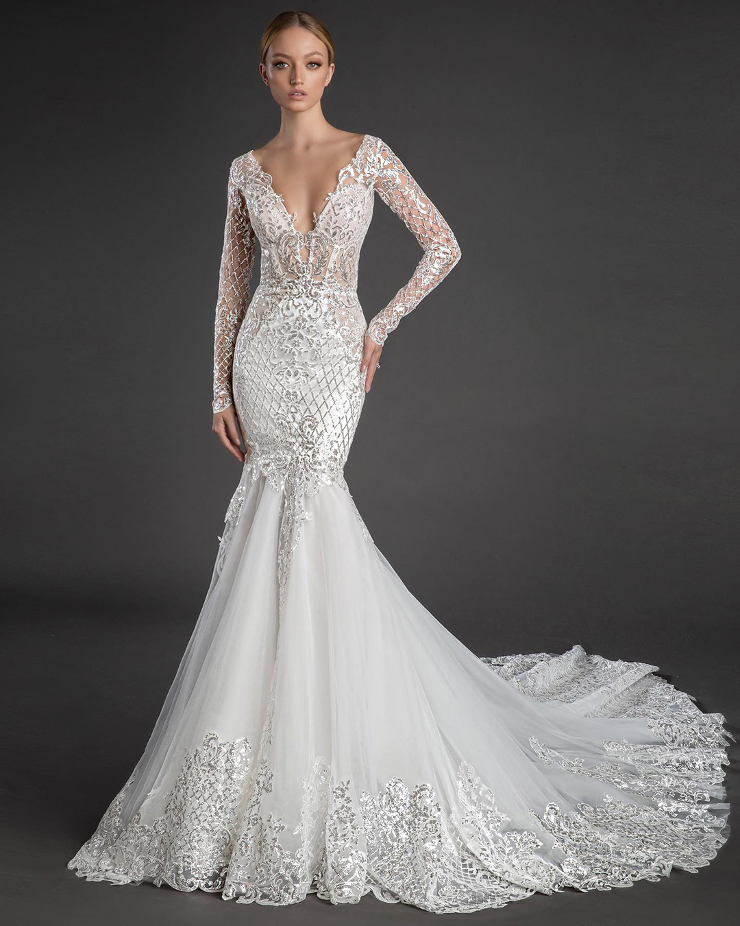 vintage inspired wedding dresses with long sleeves lace sexy fit and flare pninatornai