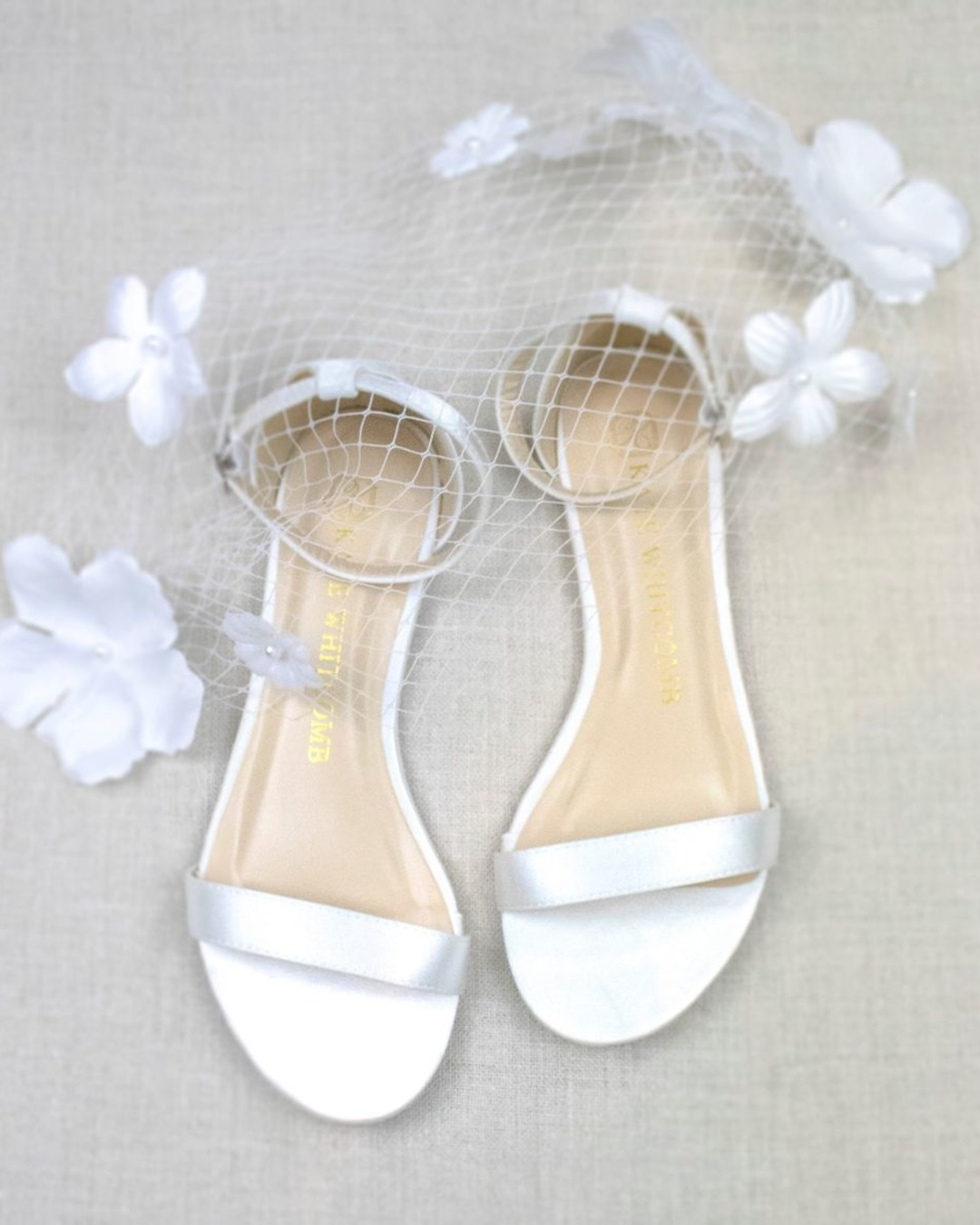 white wedding sandals flat