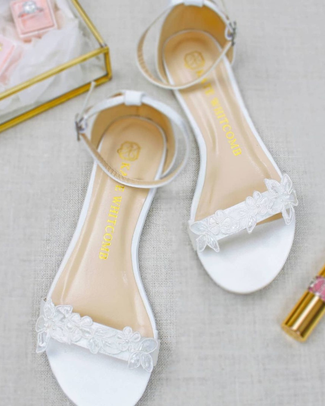 white wedding sandals lace