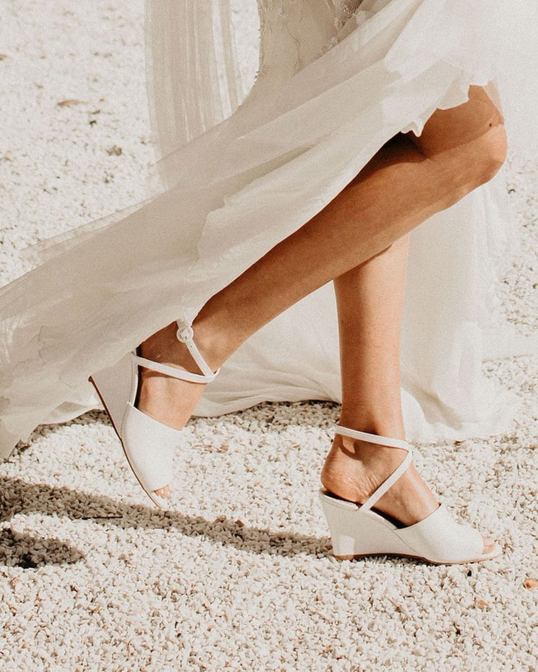 white wedding sandals wedge