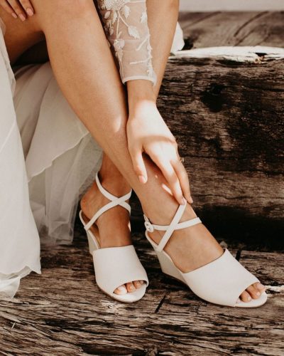 white sandals wedding guest