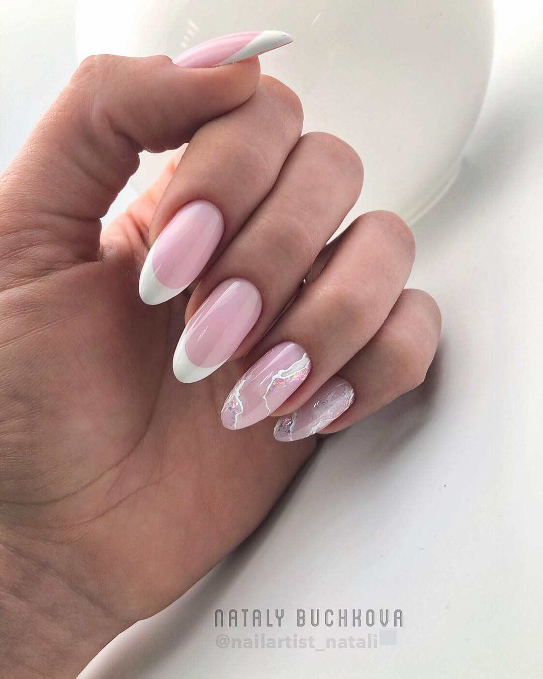 almond wedding nails french manicure