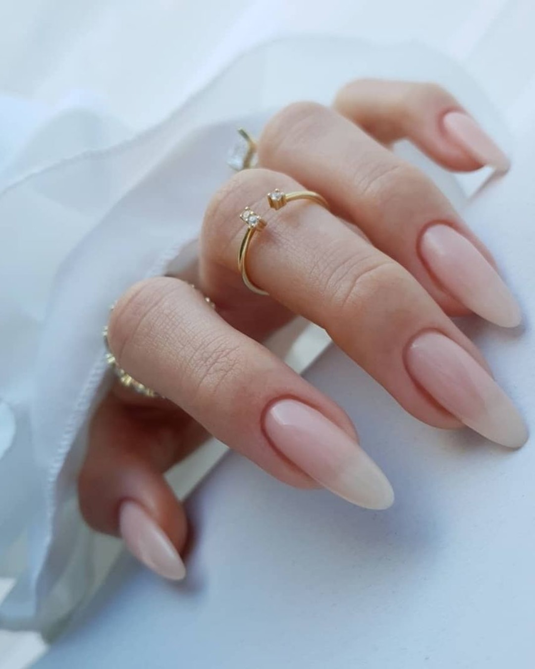 almond wedding nails nude