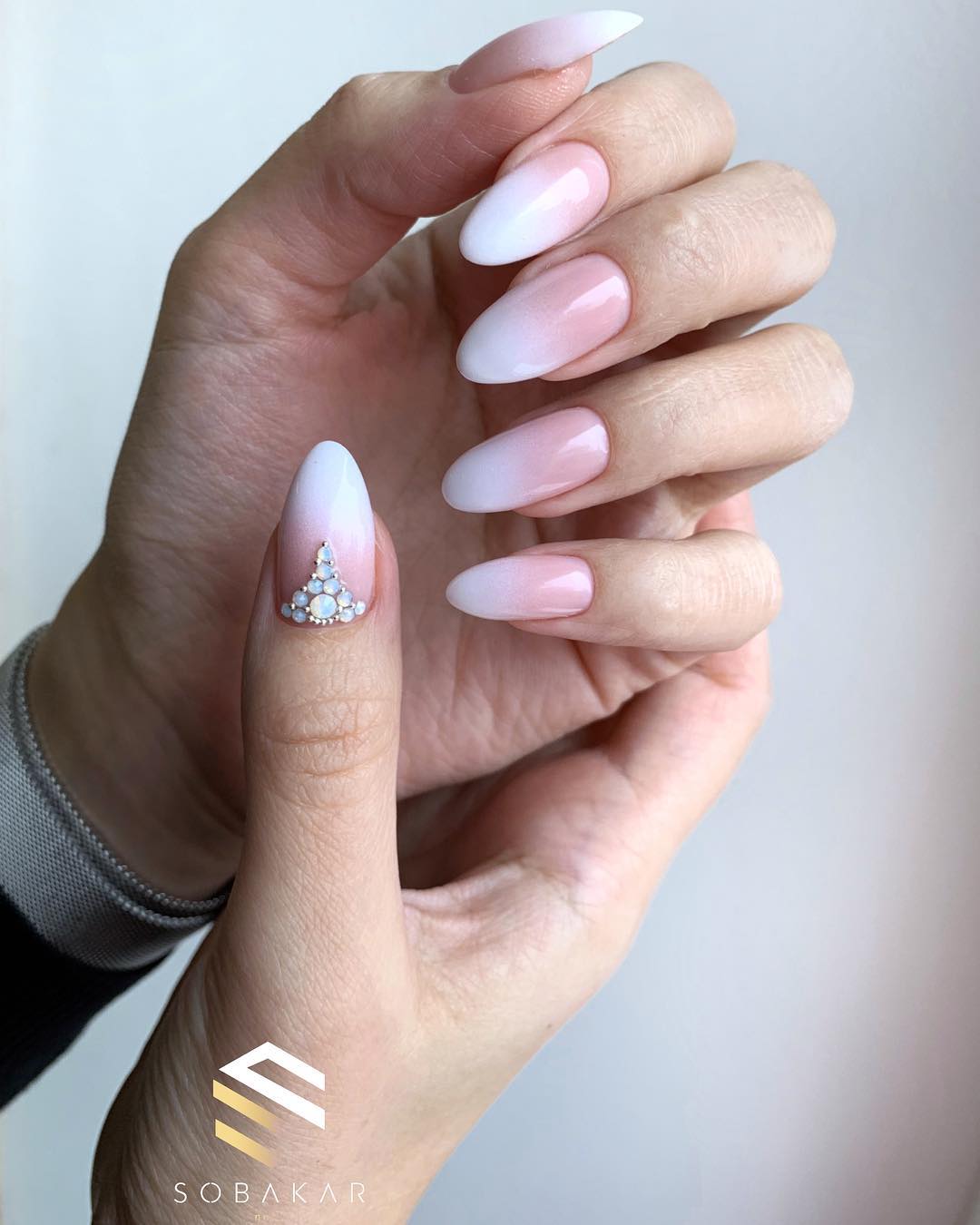almond wedding nails ombre
