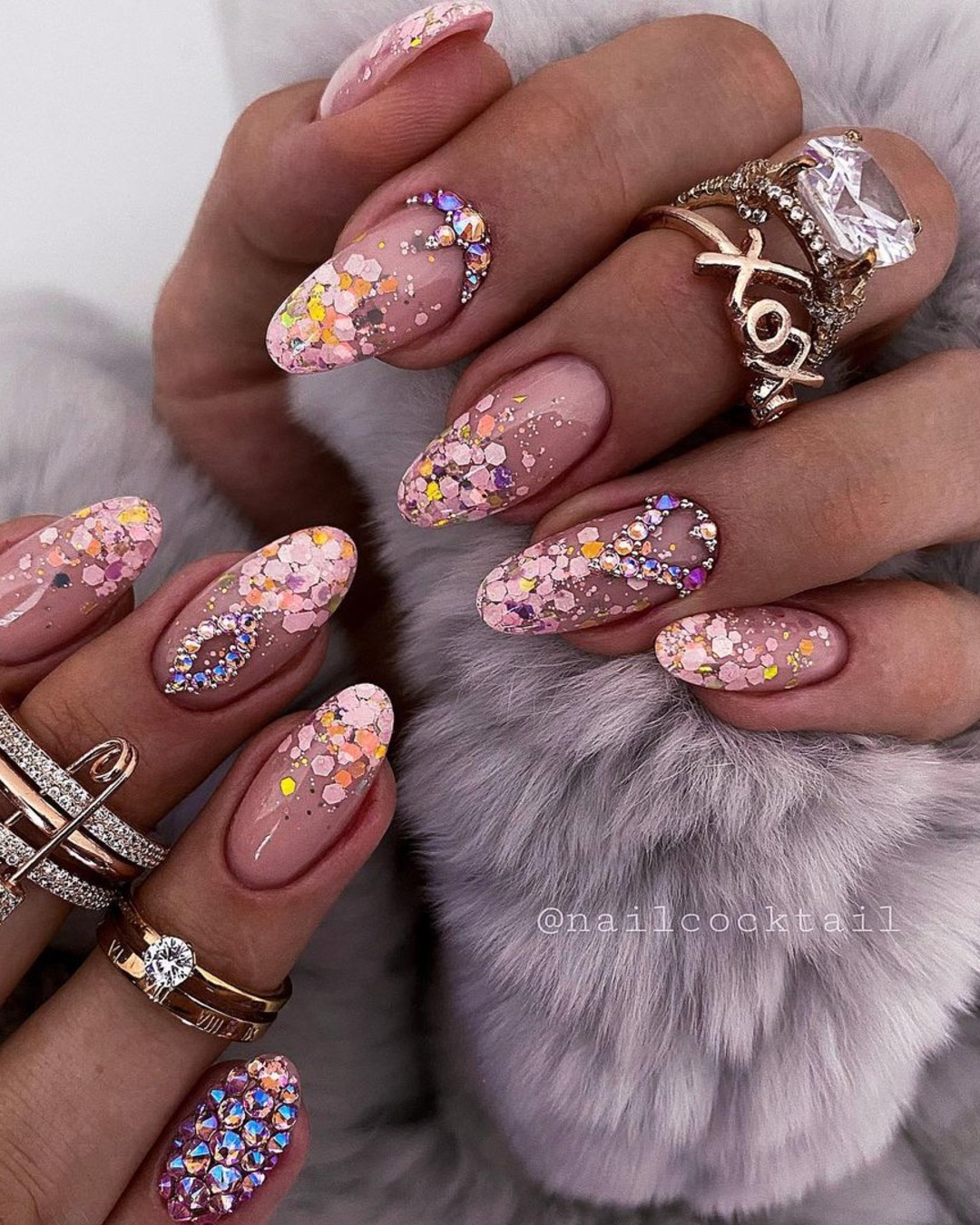 bachelorette nails glitter