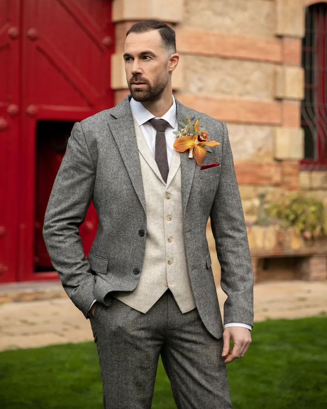 best mens wedding suits grey tweed jacket