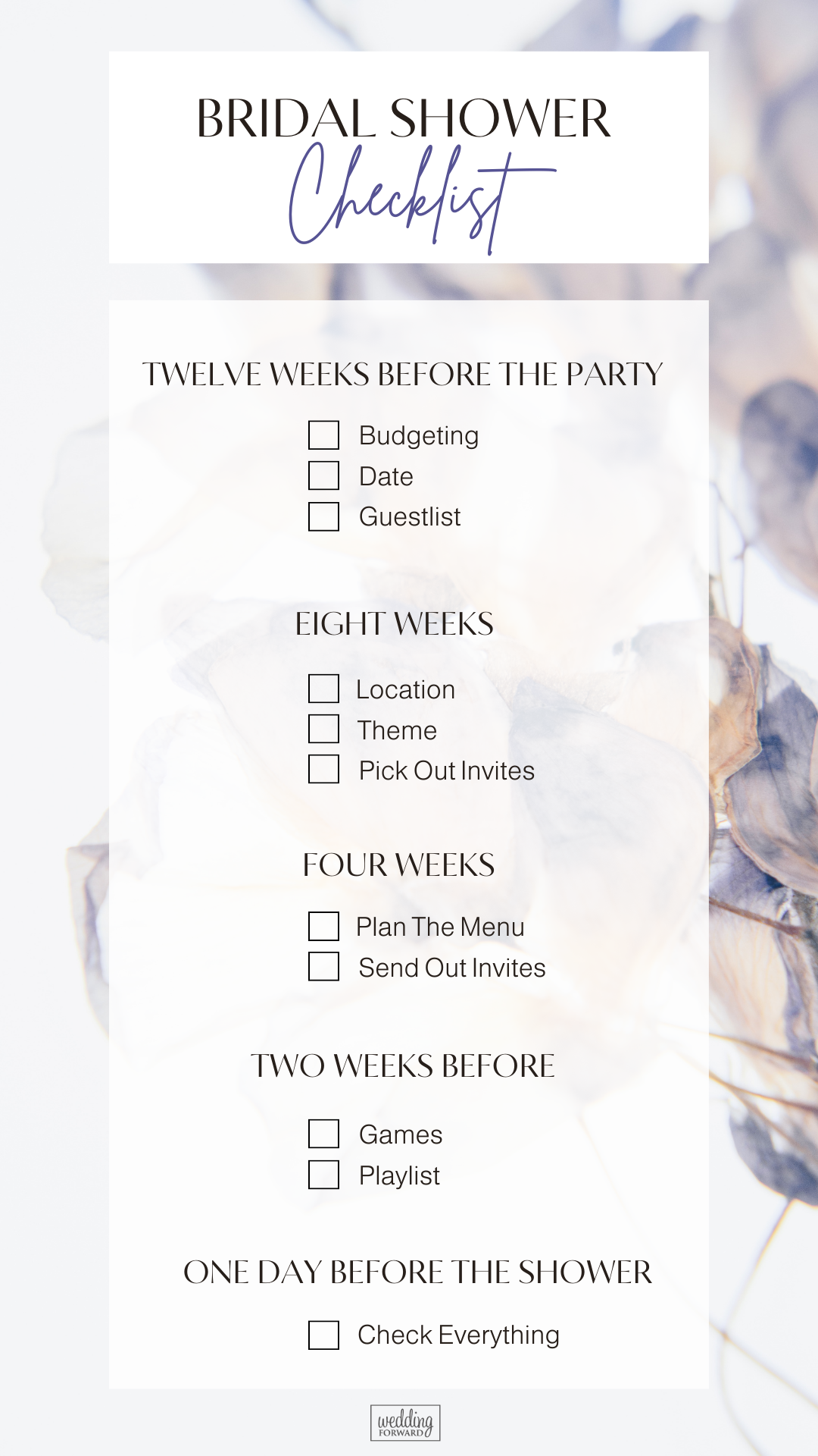 bridal shower checklist