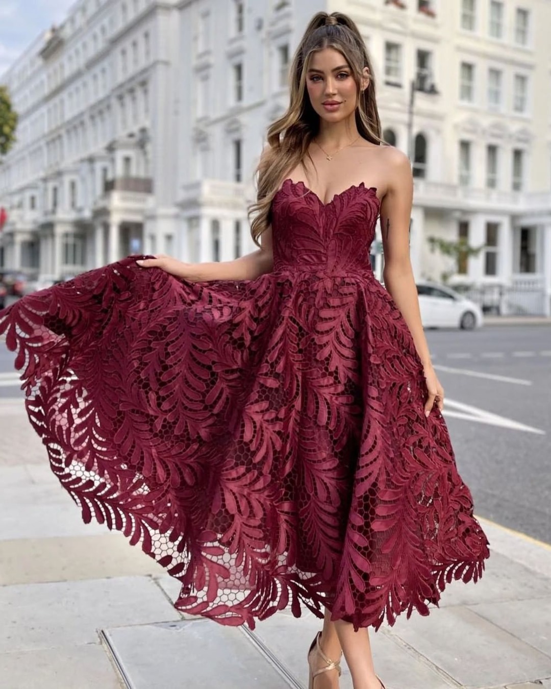 burgundy dress