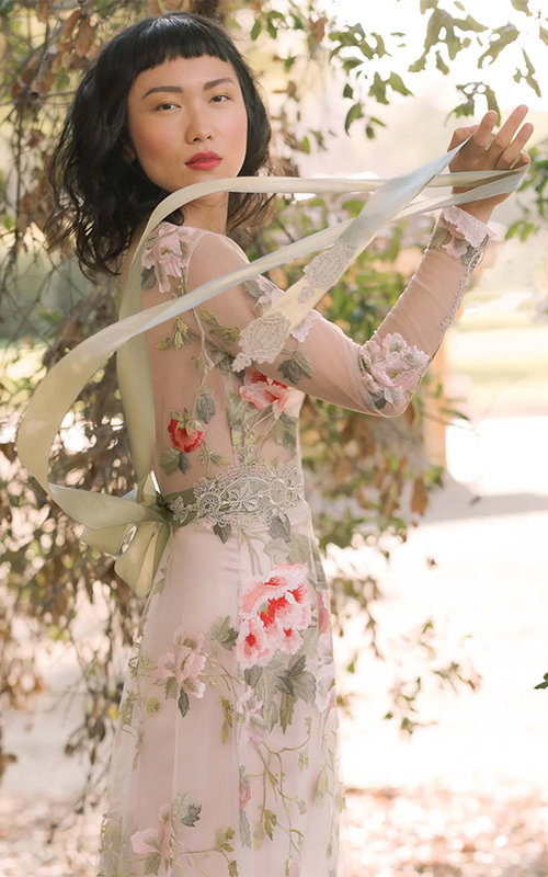 flower embroidered dress