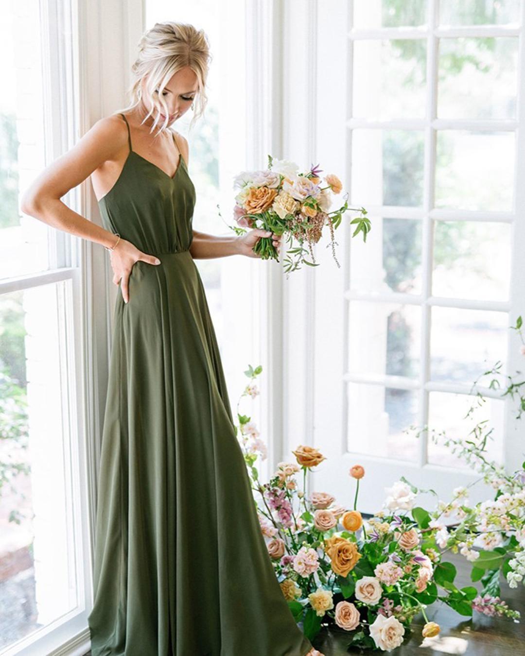 emerald green bridesmaid dresses simple a line with spaghetti straps revelry