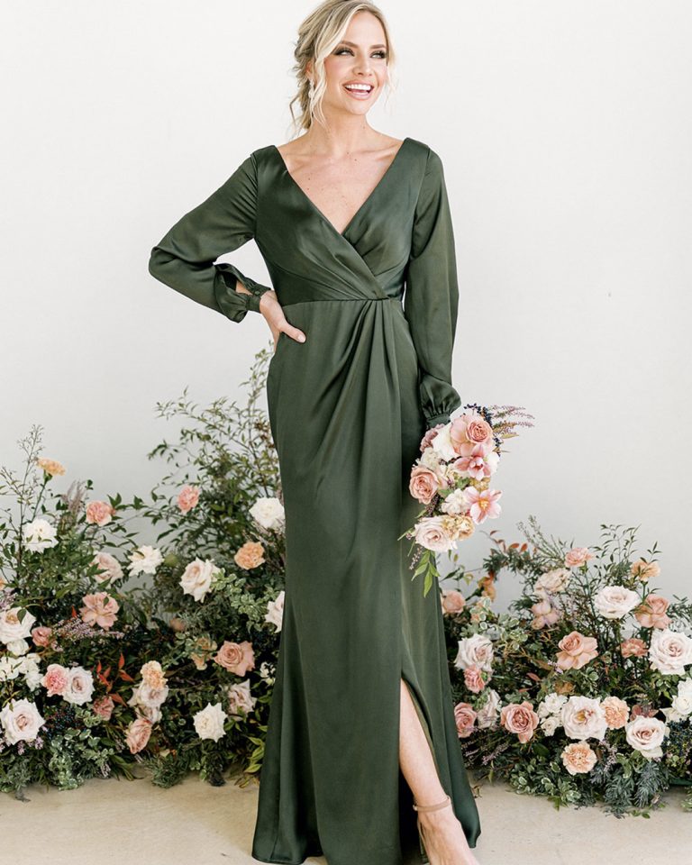 Emerald Green Bridesmaid Dresses Long Long Sleeve Emerald Green Gown For Bridesmaid  Emerald Green