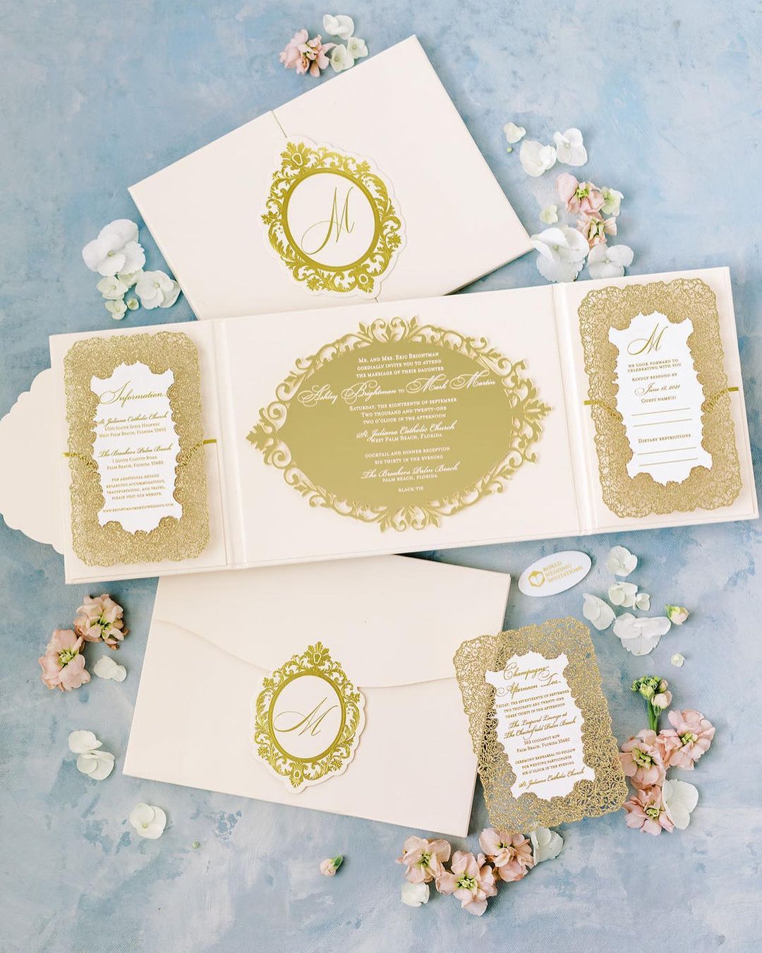 fall wedding gold invitations