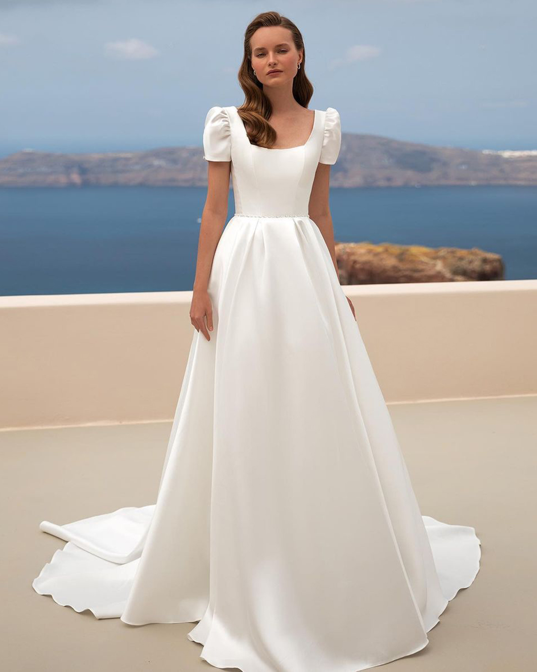 modest wedding dresses simple with cap sleeves ariabride