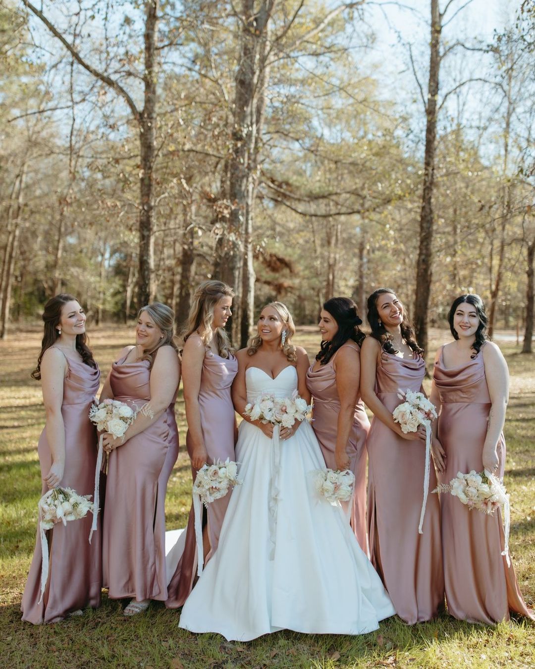 rose gold bridesmaid dresses long