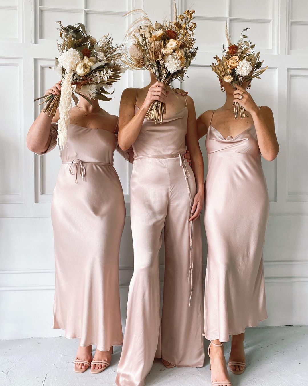 rose gold bridesmaid dresses satin