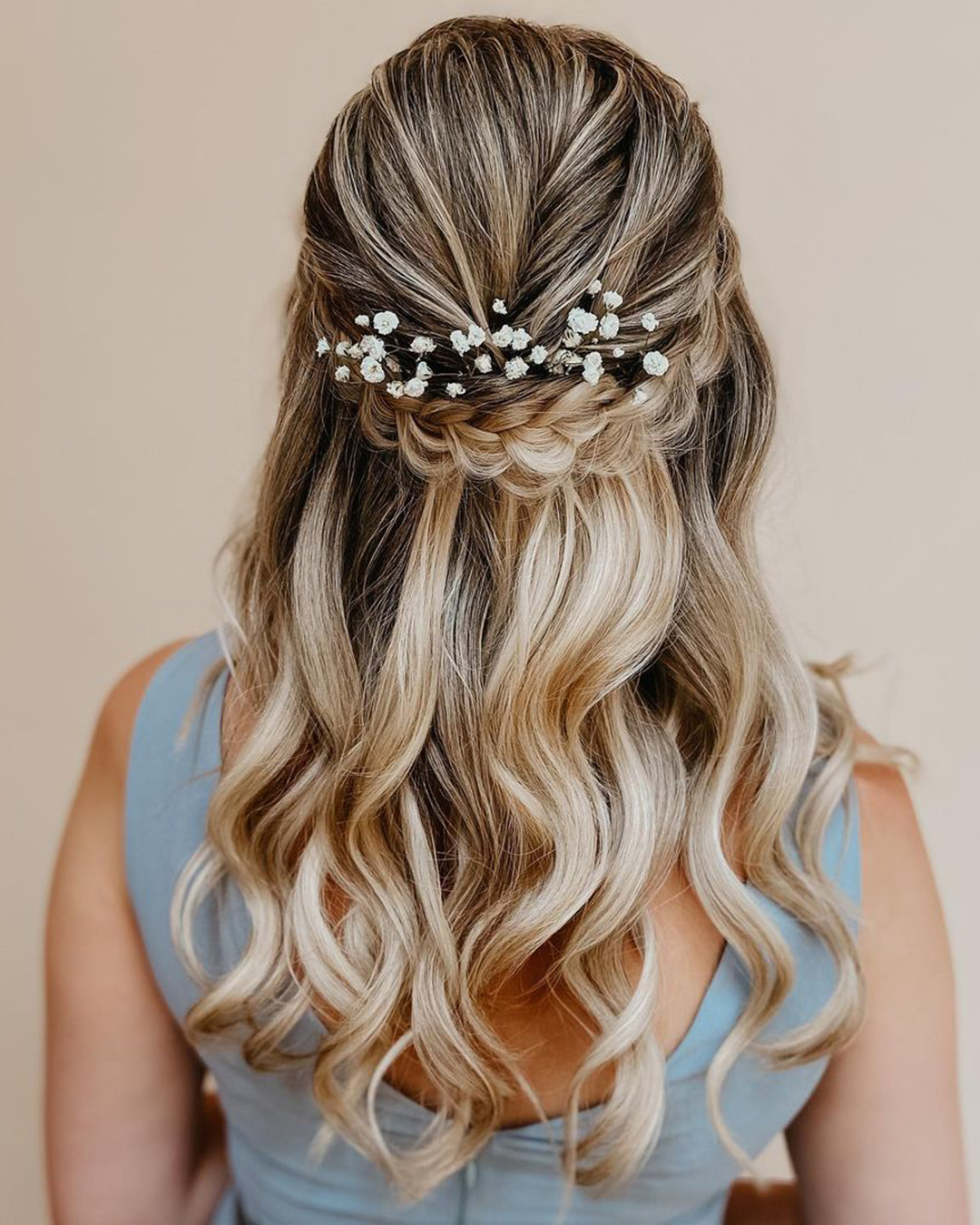 rustic wedding hairstyles braided half up with flowers bohobeautybox