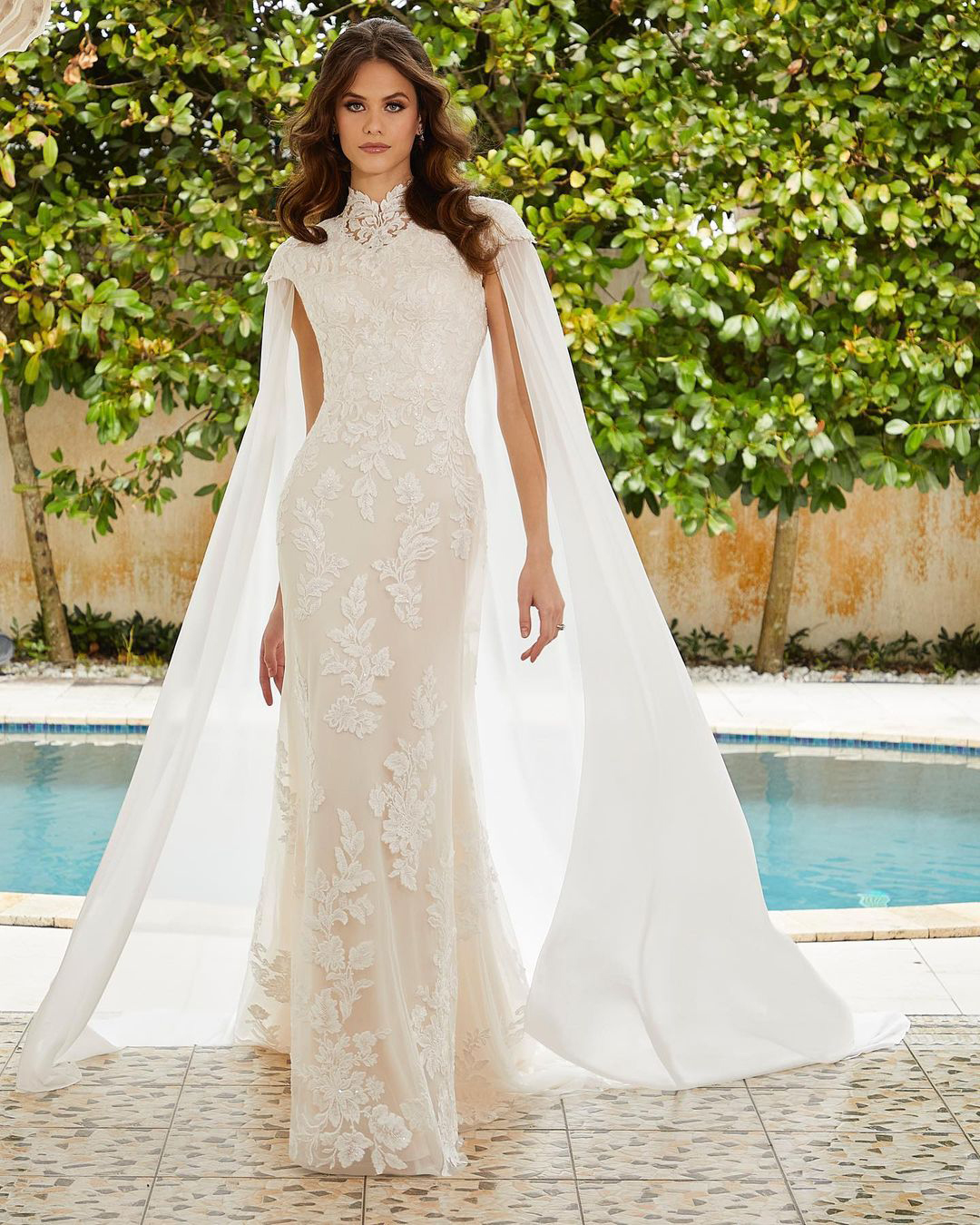 spring wedding dresses lace with capes morilee