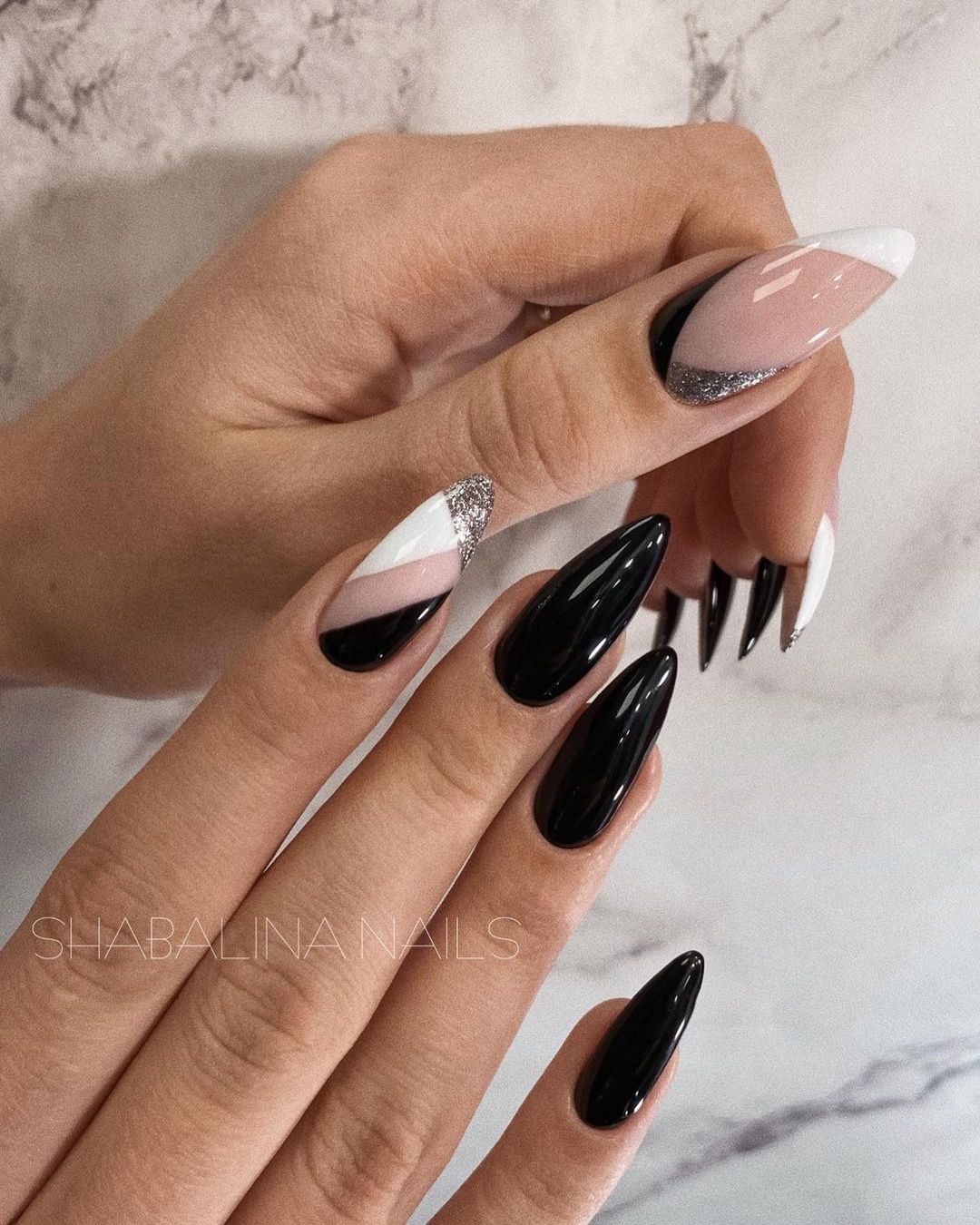 stiletto wedding nails black