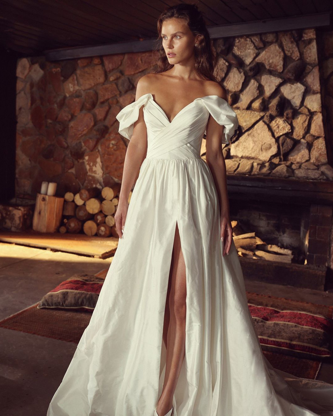 wedding dress designers simple off the shoulder lihihod