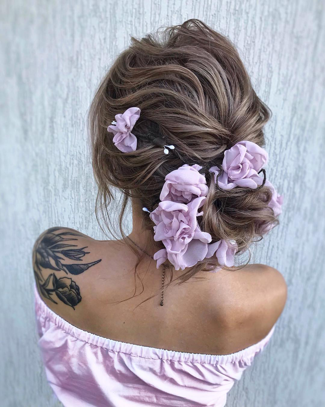 wedding hairstyles with flowers pink in updo julia_alesionok