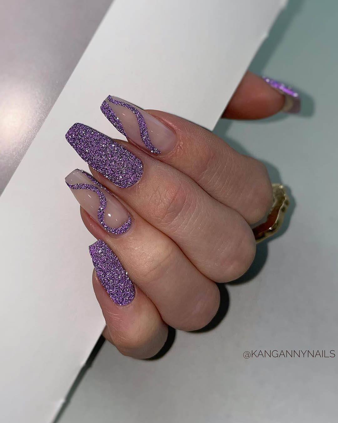wedding nails with glitter lilac casual kangannynails