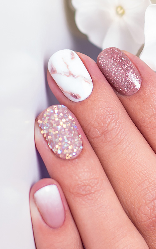 fade in nails with rose gold glitter | Wedding nails glitter, Nail designs  glitter, Nails