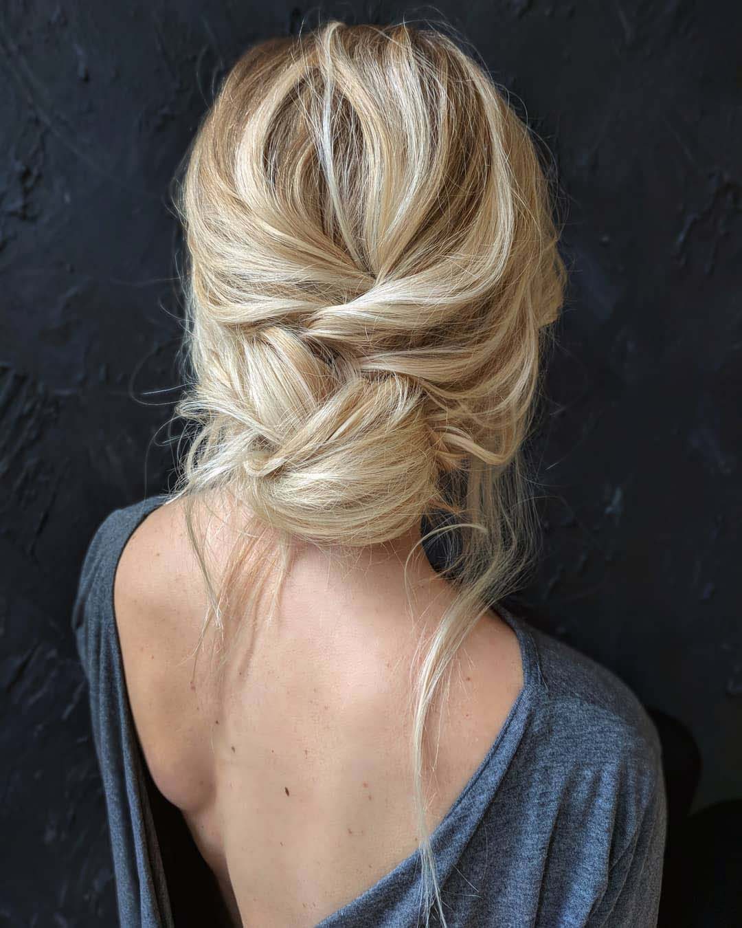 bridesmaid hairstyles slightly messy casual updo sarahwhair