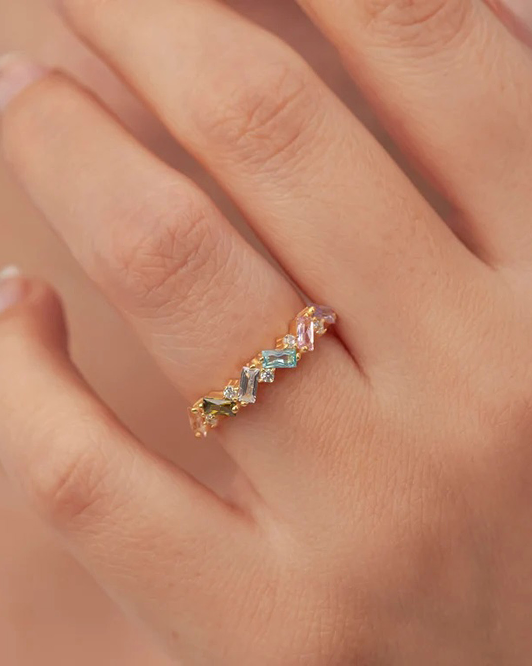 bridesmaid jewelry gold birthstone baguette ring