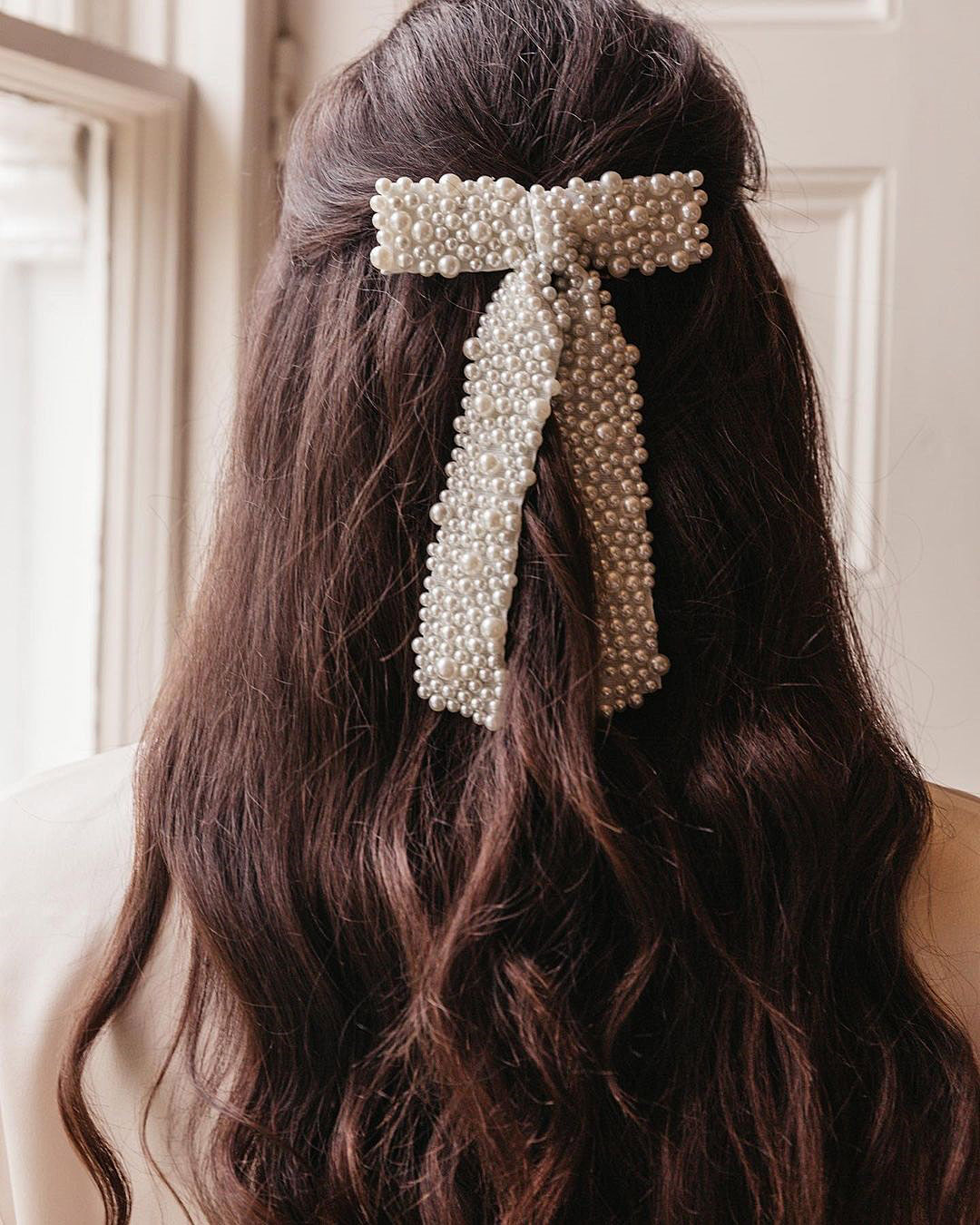 bridesmaid jewelry pearl bow hair