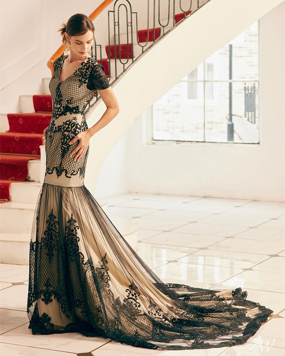 colourful wedding dresses fit and flare black lace with train awbridal