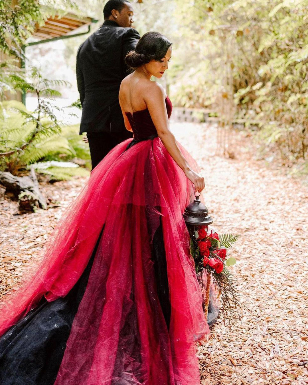 colourful wedding dresses red with black tulle skirt frenchknotcouture