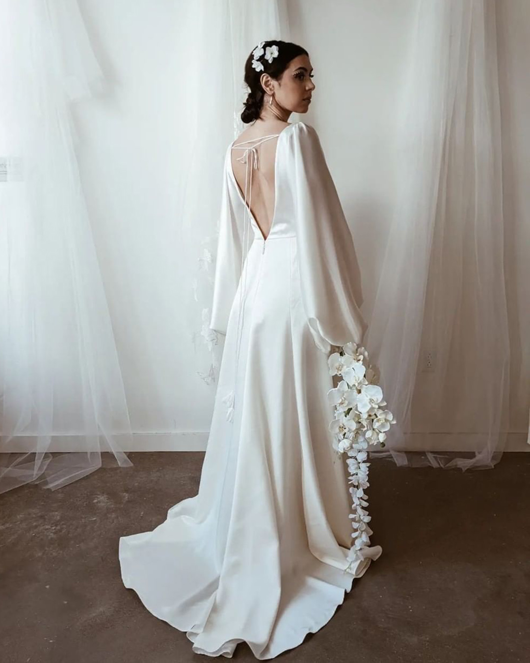 long sleeve wedding dresses boho simple v back willowbywatters