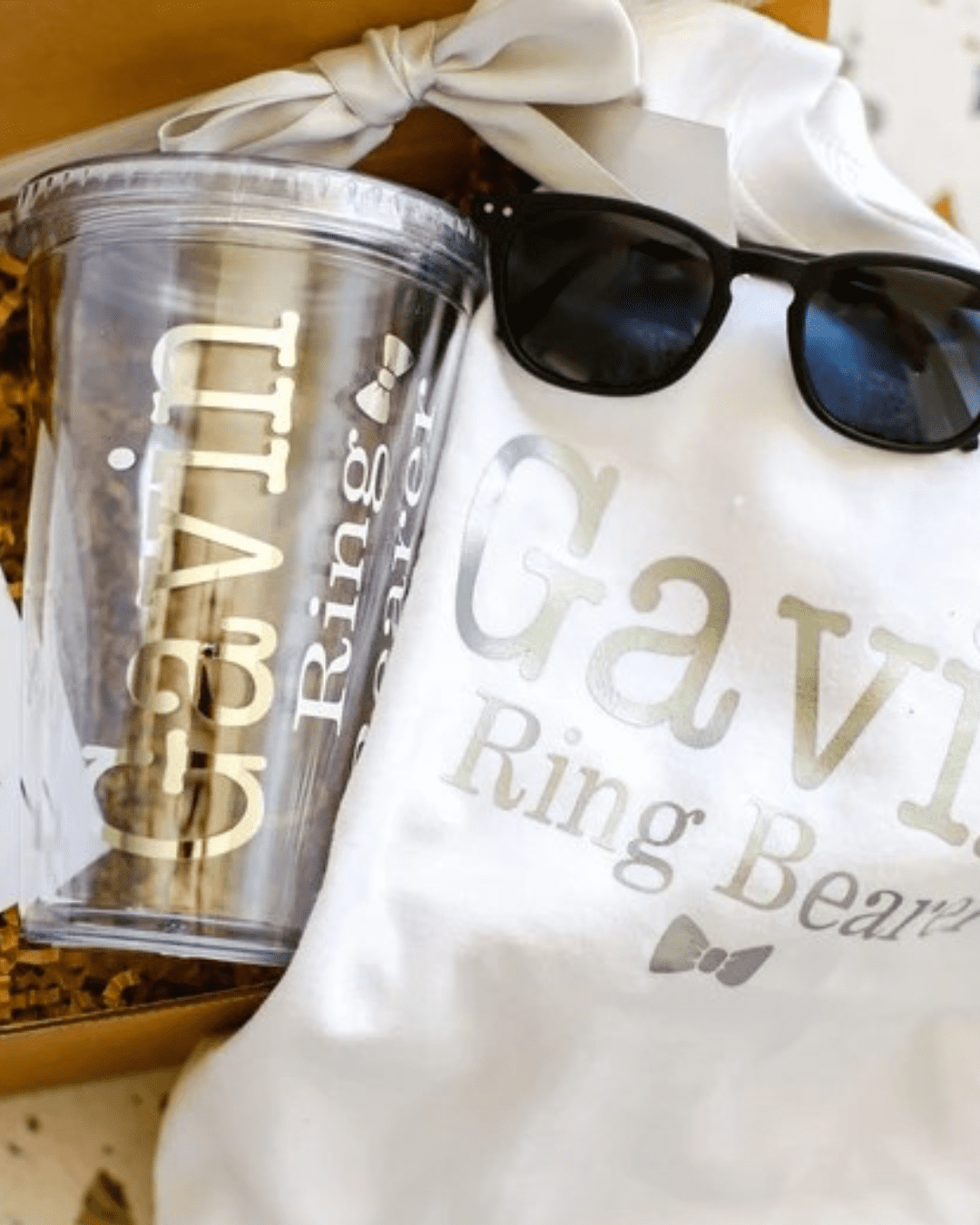 ring bearer proposal gifts water bottle and glasses set