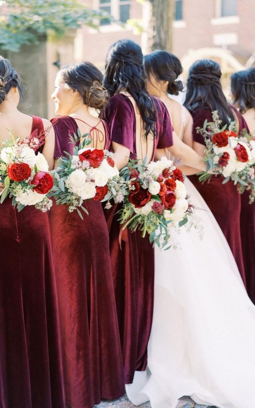 velvet bridesmaid dresses