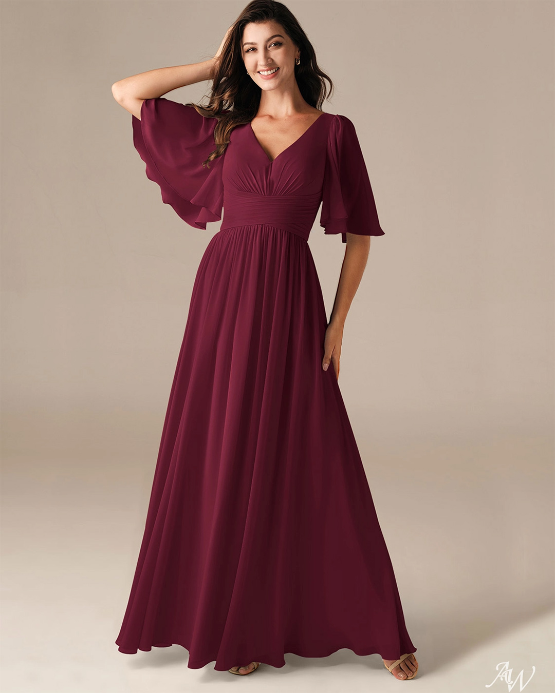 wedding guest dresses simple with sleeves burgundy