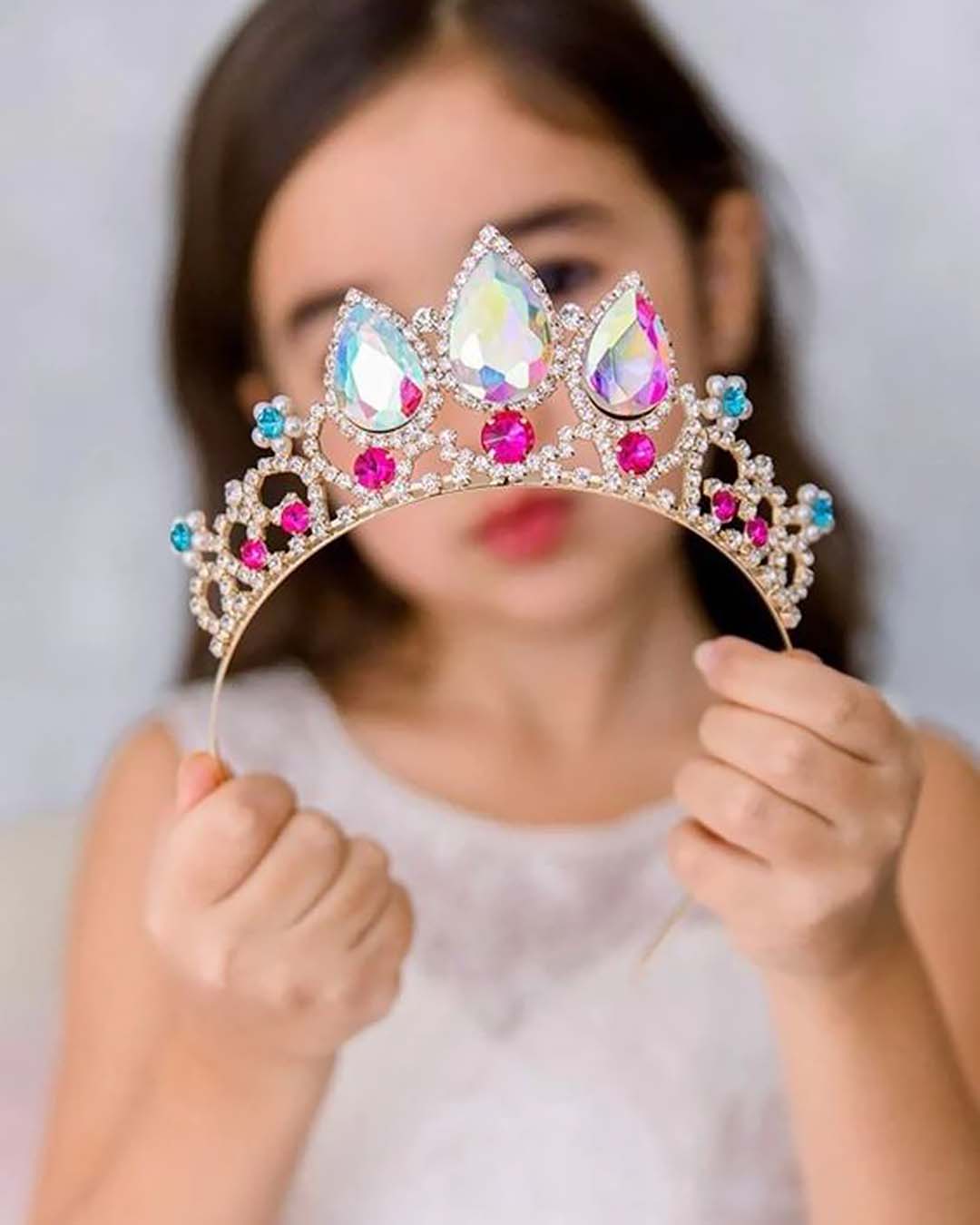 flower girls hair accessories crystal pink flower crown